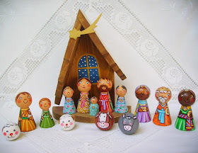 Nativity set Holy Family stable cradle heart Jesus Christ Virgin Mary Saint Joseph Three Kings Wise Men angel shepherd star