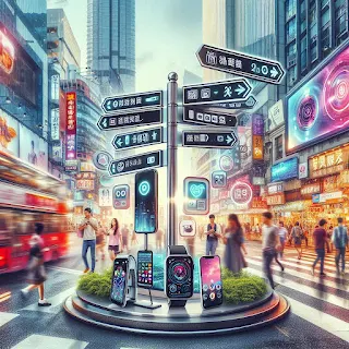 Imagen de dispositivos tecnológicos y señalización vial