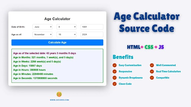 Age Calculator Using HTML, CSS and JavaScript (Free Source Code)