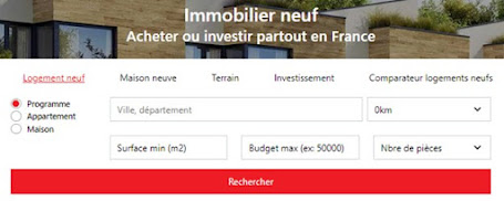 Le moteur de recherche dans l'onglet Immo neuf