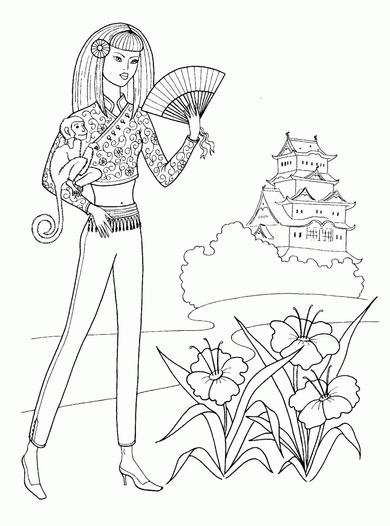 Coloring Pages: Fashionable Girls free printable coloring pages Free