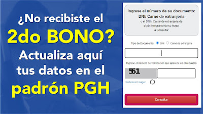 Confirma tu nivel socio economico #BonoFamiliarUniversal en el Padron General de Hogares del SISFOH