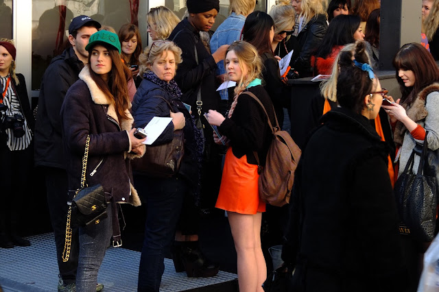 orange skirt spring trend at LFW