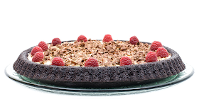 Triple chocolate cake raspberry profil side