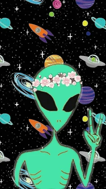 Alien Aesthetic, Alien Art, Kawaii Grunge, Alien Girl, Mobile Wallpaper HD, Download Free HD Wallpaper for iPhone, Smartphone, Mobile Phone Device.