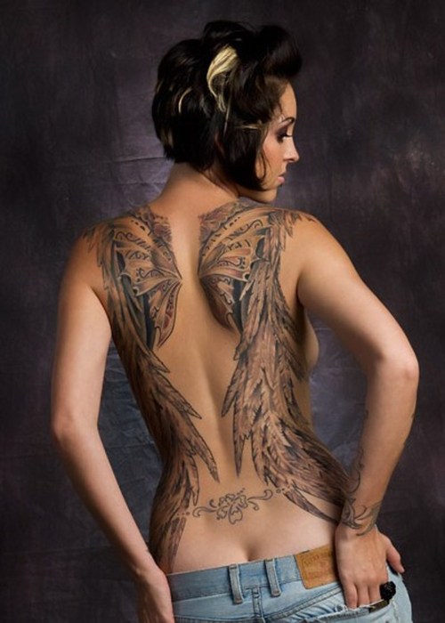 Best Sexy Wings Tattoo Design On Back