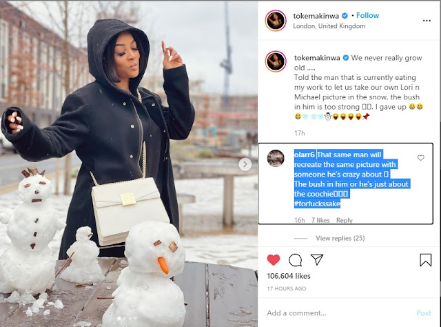 "I’m just about the D..." Toke Makinwa Responds To Online Troll Who Dissed Her Current Relationship