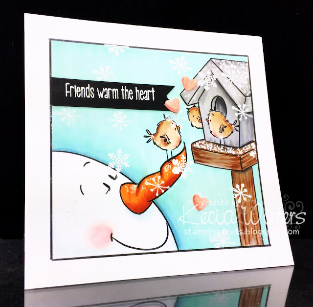 Sassy Cheryl's, Kecia Waters, snowman, birds, winter, Copic markers