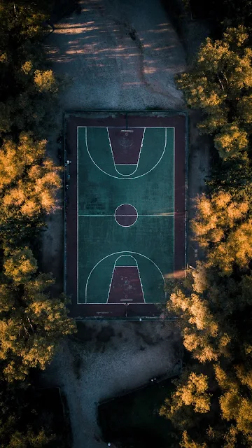 HD Wallpaper Basketball Court, Trees, Aerial View
