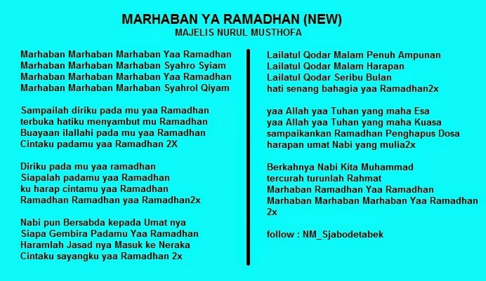 NM - Jabodetabek: TEKS QASIDAH MARHABAN YA RAMADHAN (NEW 2014)