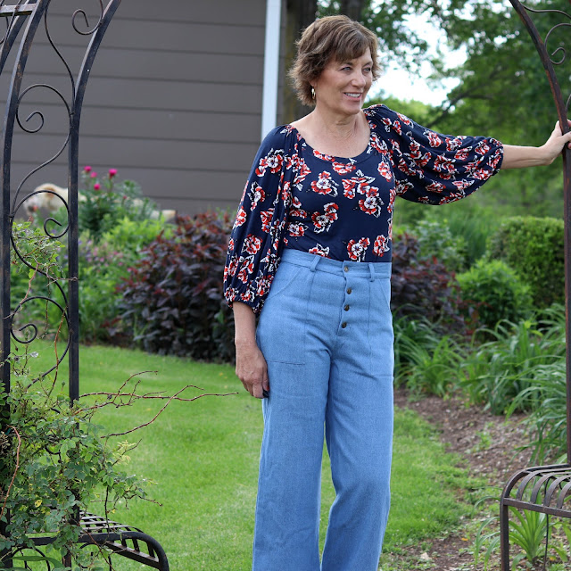 Friday Pattern Company's Adrienne Blouse made from a Style Maker Fabrics' jersey knit