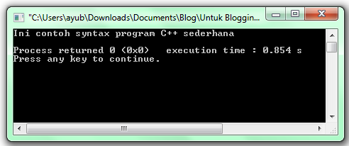 Contoh file .exe dari hasil debug program bahasa C++