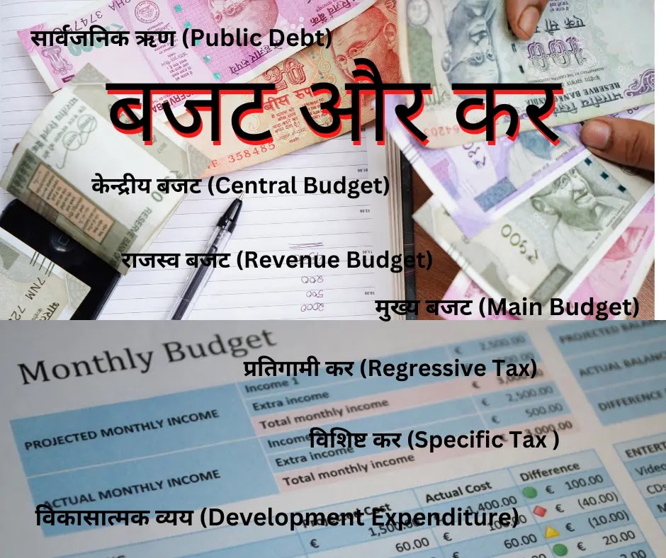 Meaning related to budget and tax in Hindi