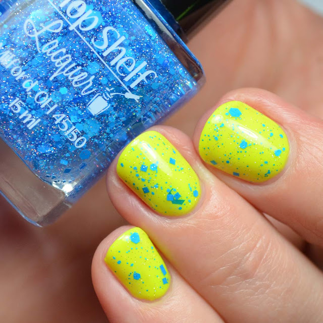 neon blue glitter nail polish