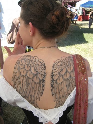 Back Angel Wings Tattoo Design 3