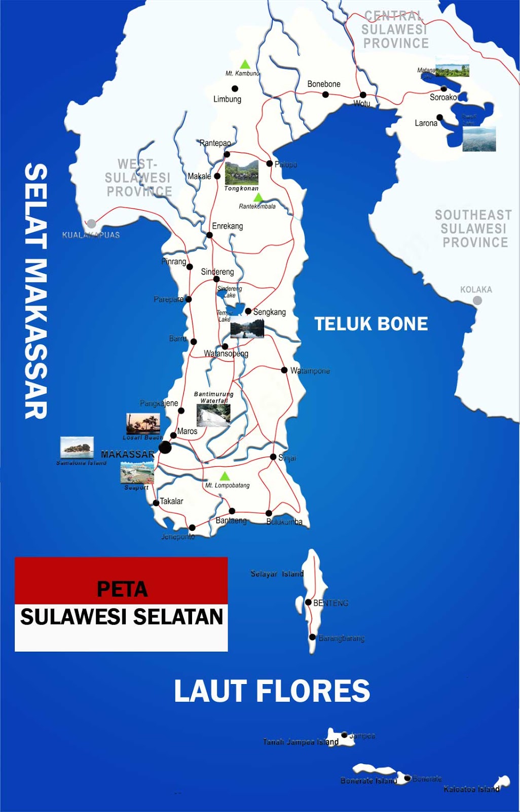 Peta Sulawesi Selatan  Lengkap 21 Kabupaten 3 Kota 
