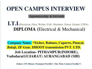 ITI Diploma Job and Apprentice Campus Placement Drive at Samta ITI Parasia, Madhya Pradesh for Many Companies