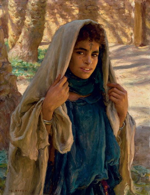 Jeune fille de Boussaâda, 1890 - Alphonse Étienne Dinet (Français - 1861-1929) - Huile sur panneau - 35x27cm