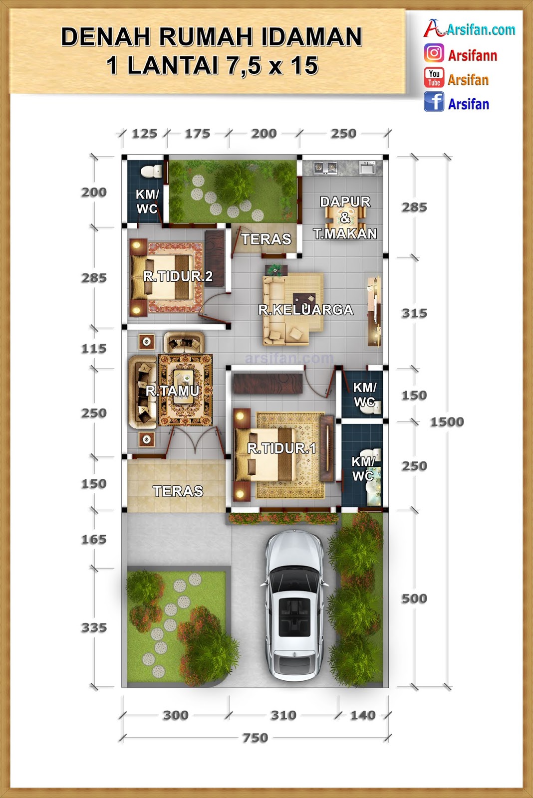 Kumpulan Denah Rumah 1 Lantai Arsifan Project