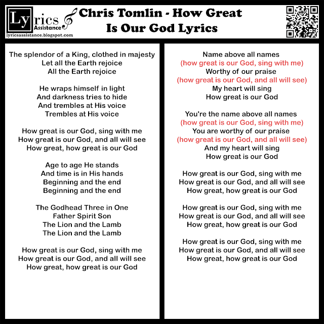 Chris Tomlin - How Great Is Our God Lyrics | lyricsassistance.blogspot.com