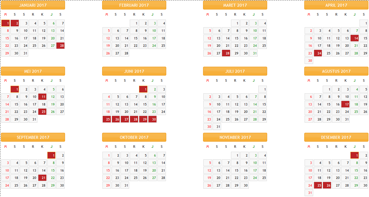 Kalender Indonesia Tahun 2017  INFORMASI MENARIK 2017