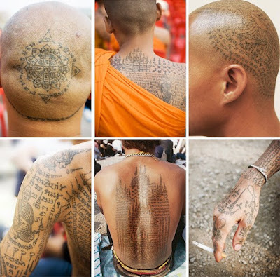 During the ceremony, attendees can get their tattoos blessed by the temple 