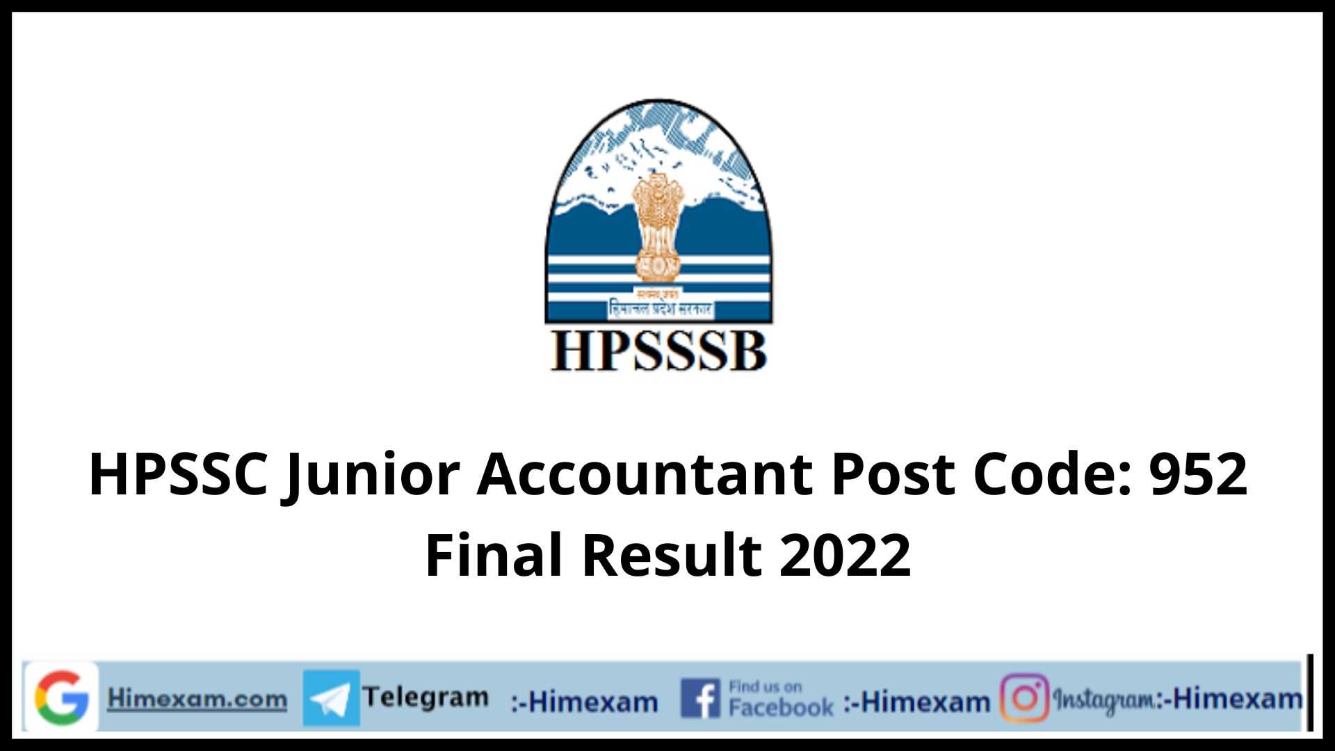 HPSSC Junior Accountant Post Code: 952 Final Result 2022