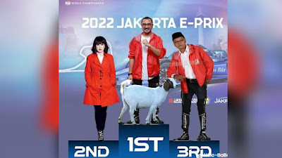 Viral Meme Giring, Grace, Guntur Romli Juara Formule E Berhadiah Kambing: Selamat Bro en Sis