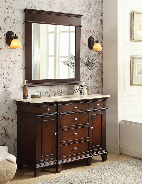 Adelina 48 inch Bathroom Vanity Sink Cream Marble Top