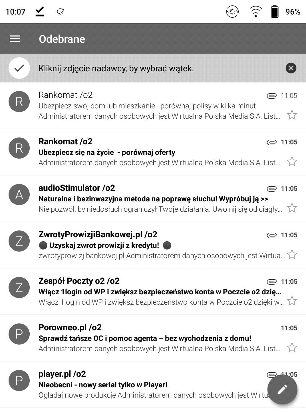 Klient poczty na czytniku e-booków Onyx Boox Poke 3