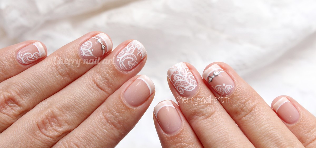 nail-art-mariage-noeud-dentelle-french
