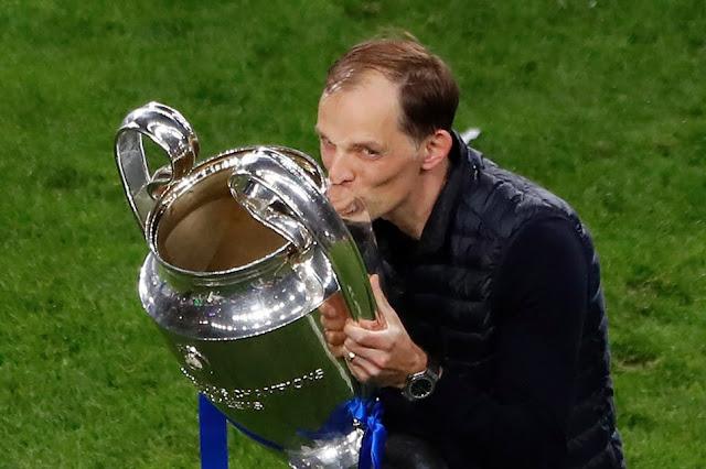 Chelsea boss Thomas Tuchel kissing the Champions League trophy