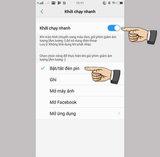 Bước 2: Bật và chọn ứng dụng yêu thích.