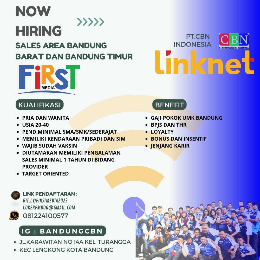 Lowongan Kerja Direct Sales First Media Area Bandung September 2022