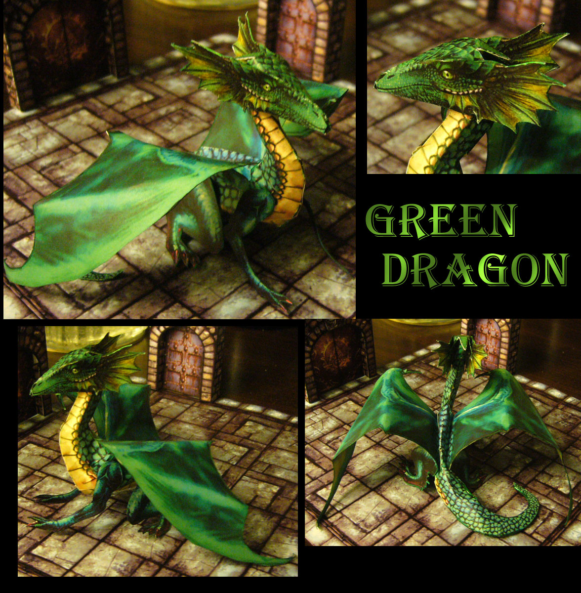 Fantasy RPG Green Dragon Papercraft