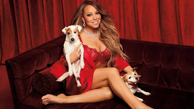 Mariah Carey Beautiful Boobs in Sexy Red Lingerie Photoshoot for Victoria's Secret's Holiday Campaign