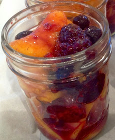 Fruit compote with peaches and berries