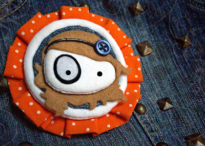 broche original foltys vs polka dots:orange (100% handmade with ♥)