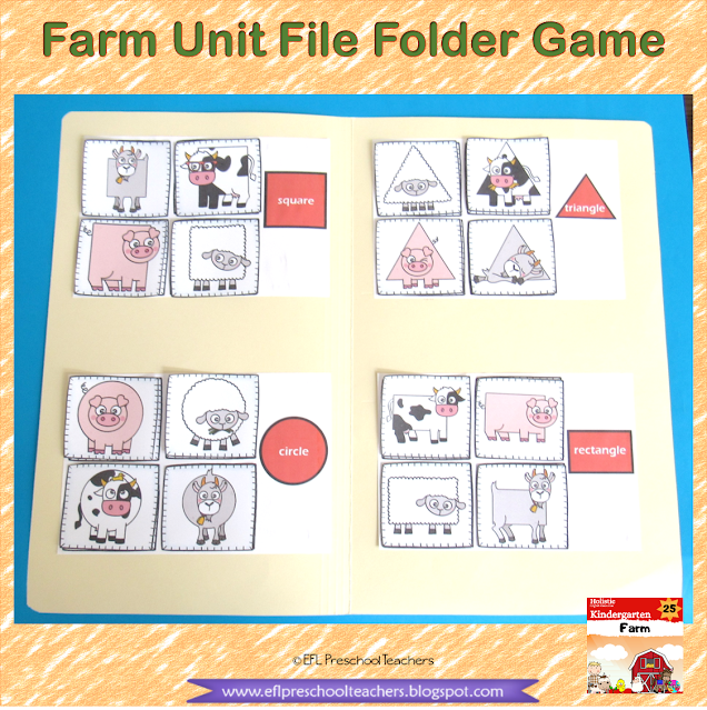 Farm Animals shapes File folder game