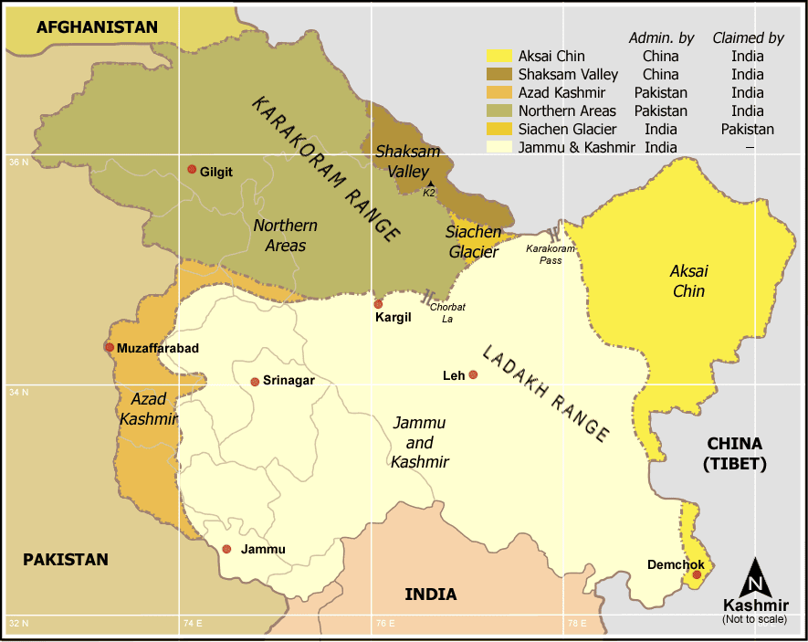 Physical Map Of Kashmir. developed by Darpa,