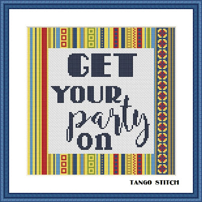 Get your party on funny cross stitch card pattern