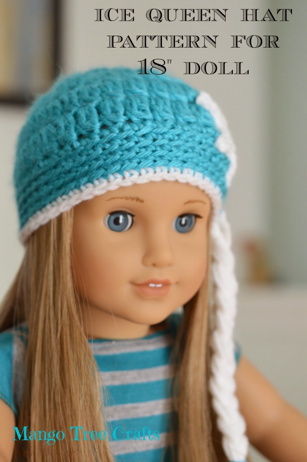 Ice queen crochet hat pattern for 18" doll