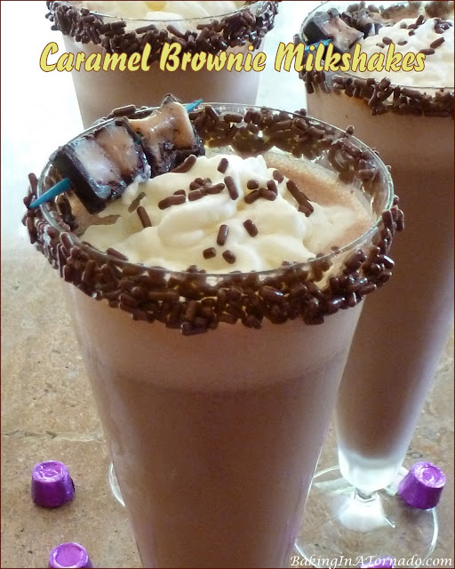 Caramel Brownie Milkshakes | recipe developed by www.BakingInATornado.com | #recipe #chocolate