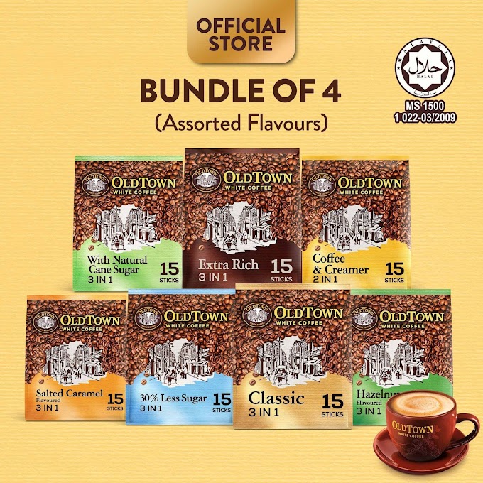 4 Packs Of OLDTOWN Instant Premix White Coffee 15 Sticks