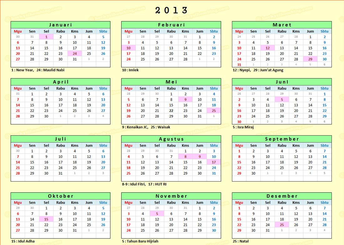 Jadwal Kalender 2013 MADINA MADANI SATU