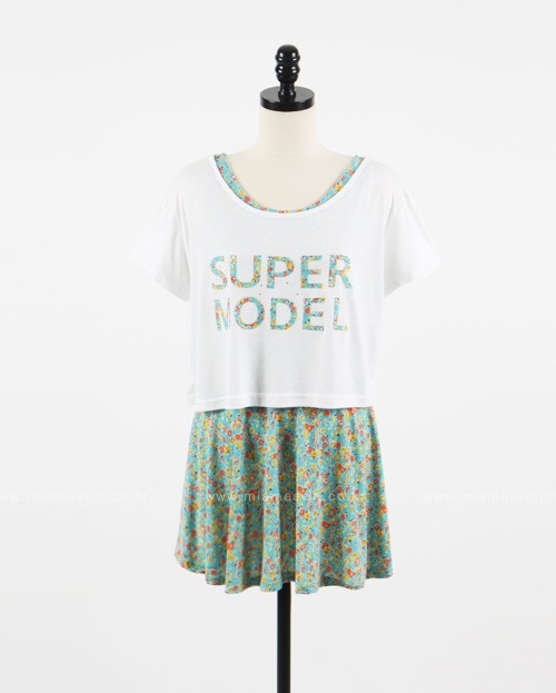 Floral Dress and Cropped SUPER MODEL TEE (Set)
