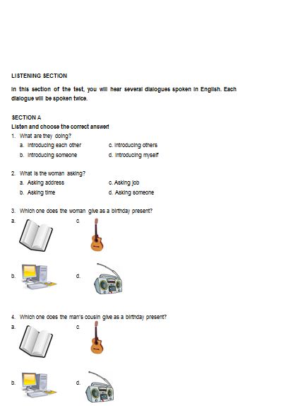 Contoh Soal Basic English Listening Test