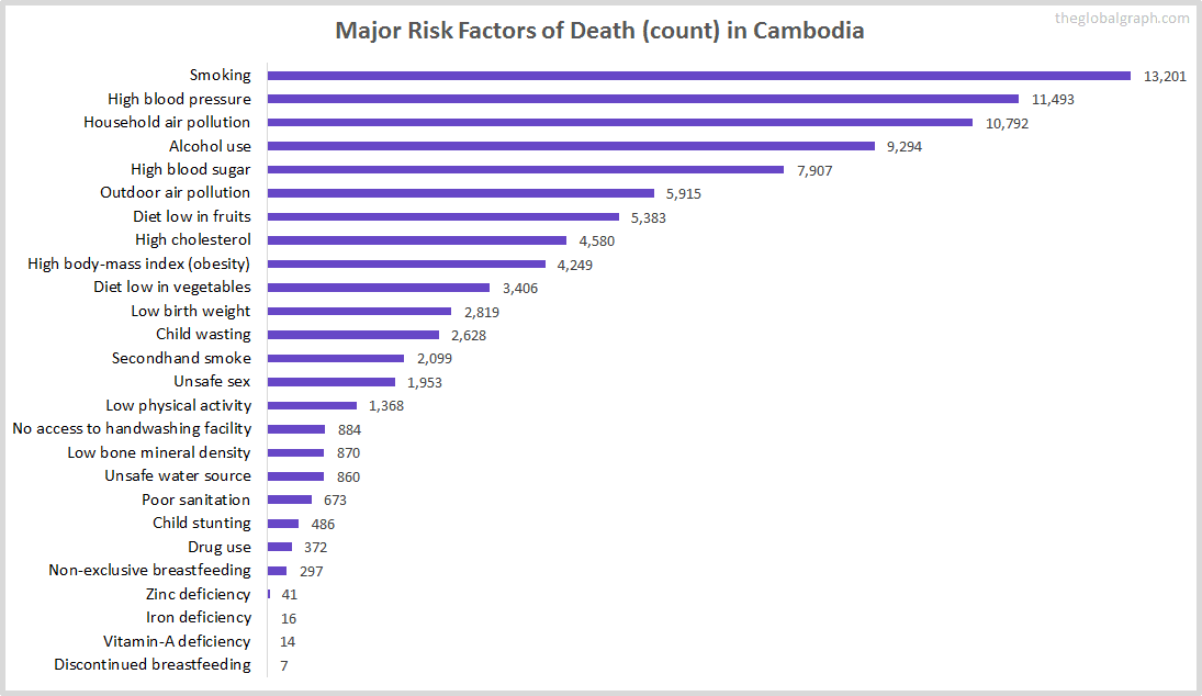 Major Cause of Deaths in Cambodia (and it's count)