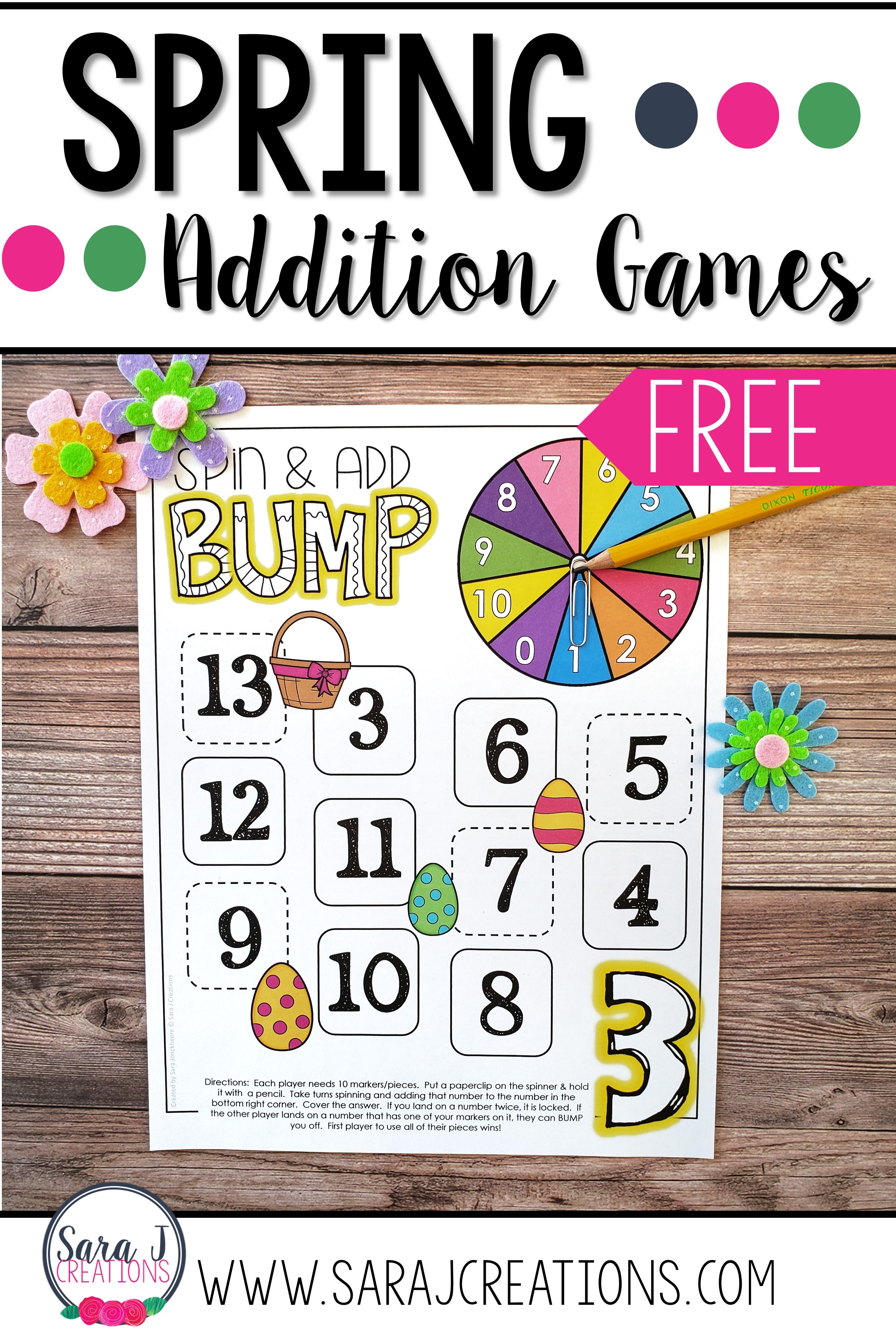 Free addition math game boards for practicing math fact fluency