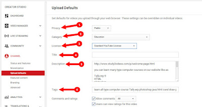 youtube videos default setting